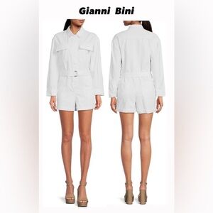 Gianni Bini White Cotton Romper Playsuit NWT Size 8 10